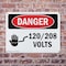 Signmission 120 208 Volts Danger Sign, Plastic, 10in W x 7in L, 2PK OS-2PACK-DS-P-710-L-1004 - alternate 7